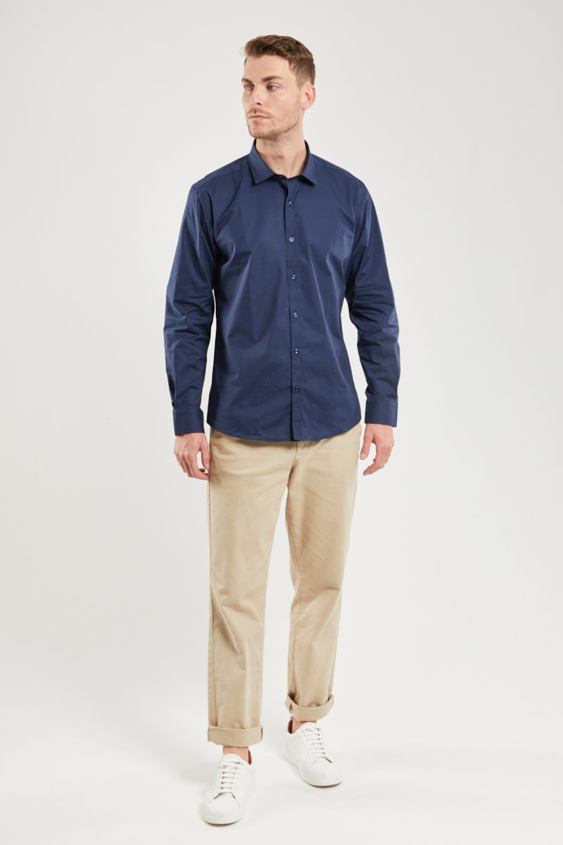 Chemise unie coupe ajustée - coton