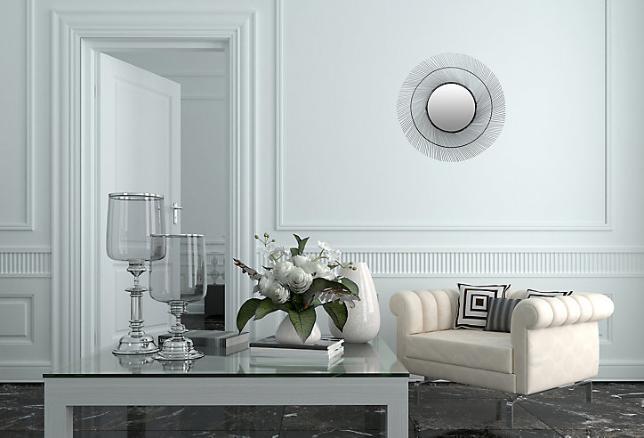Miroir rond en métal soleil noir Ø.55 cm