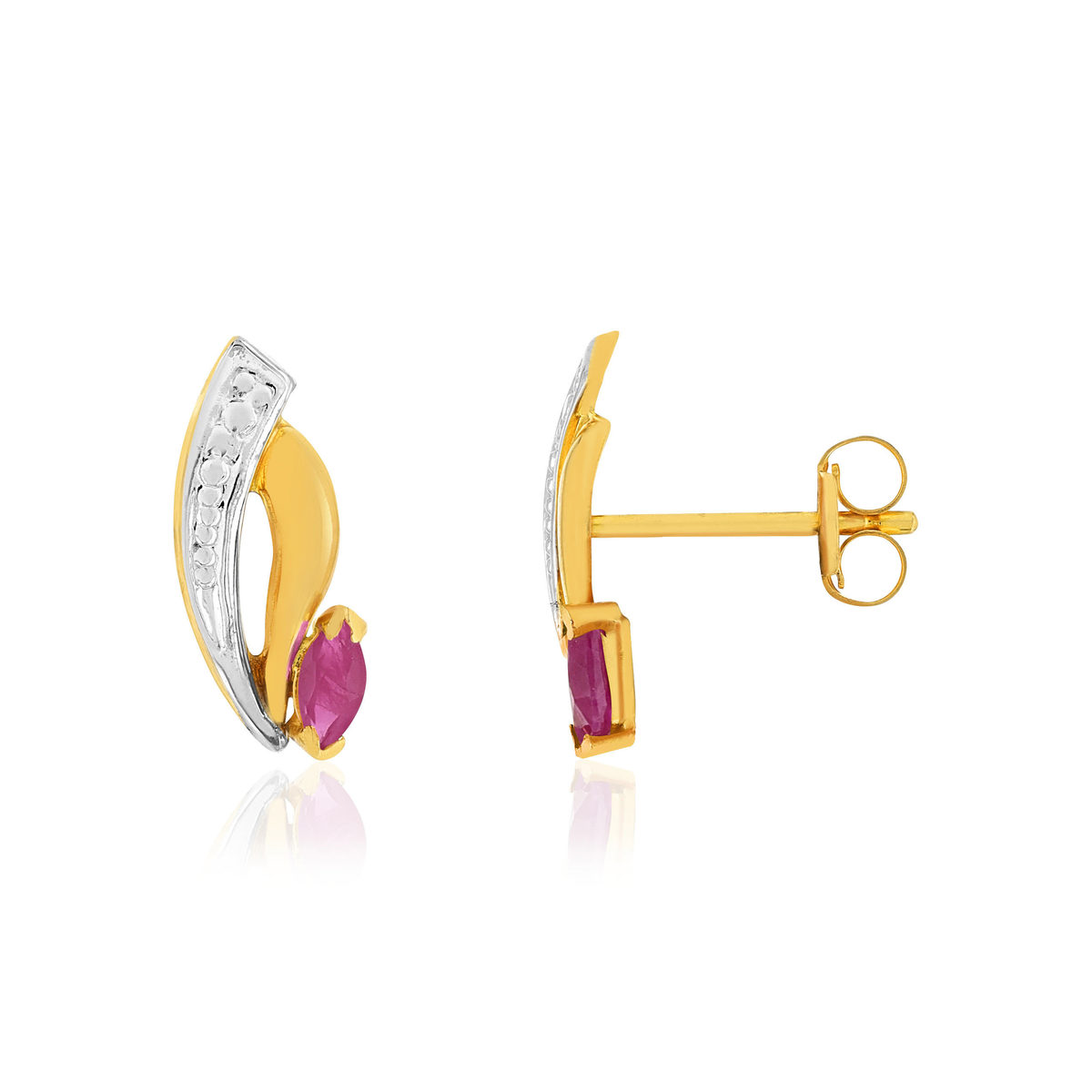 Boucles d'oreilles or 375 2 tons rubis