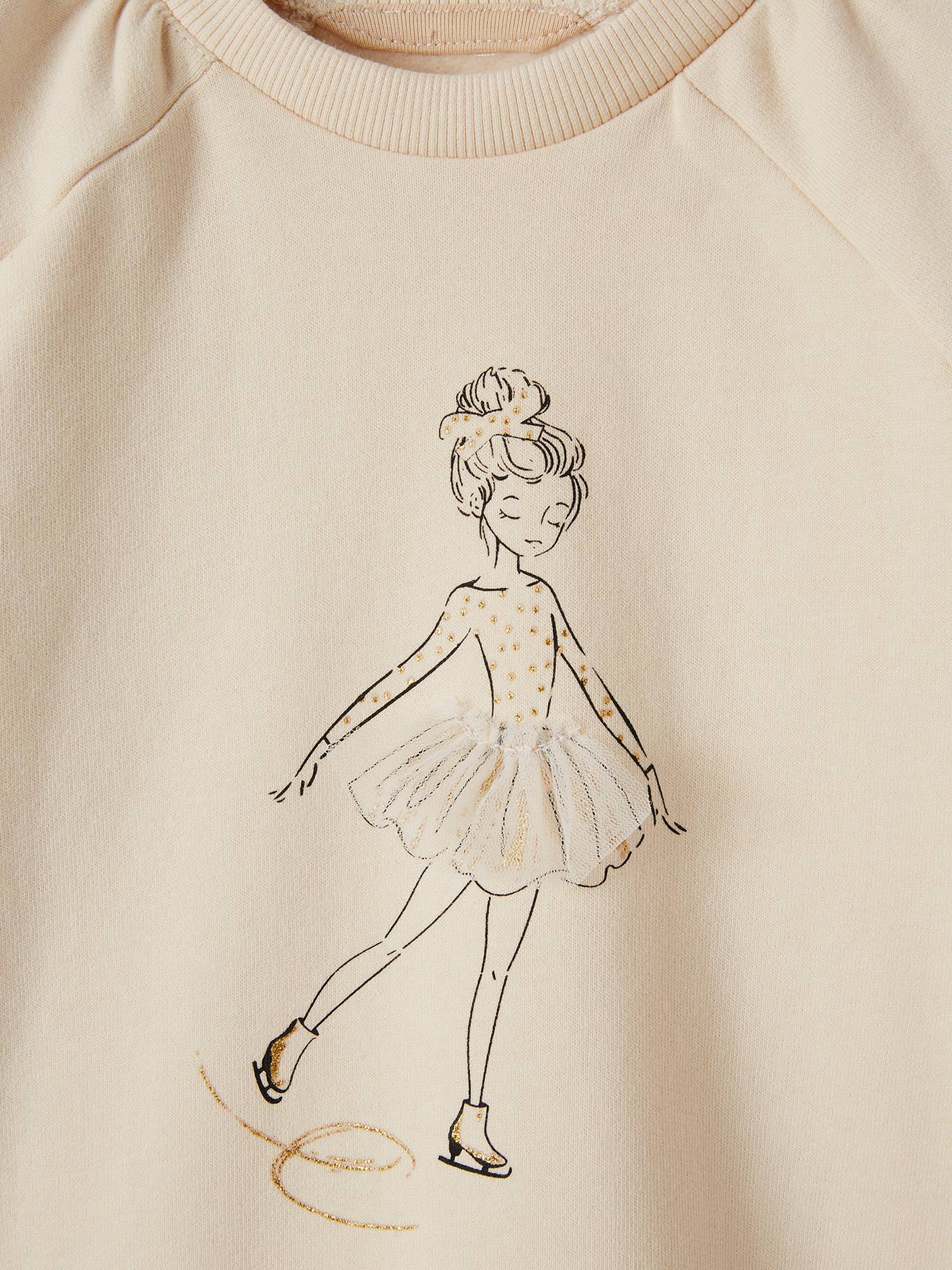 Blusa de moletom feminina com detalhes delicados e mangas franzidas, bege claro liso.
