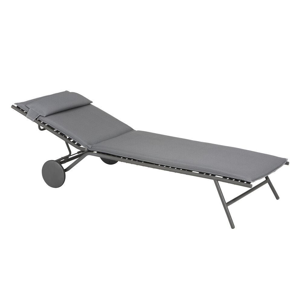 Gepolsterte Sonnenliege Miami II BeComfort® Grau Silver