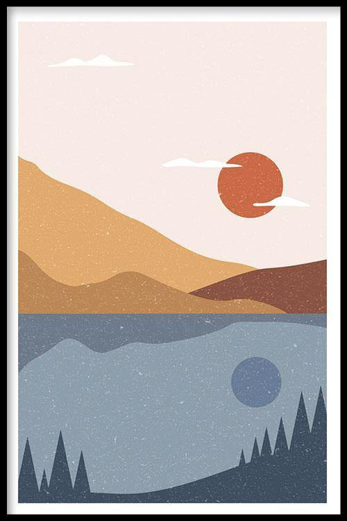Walljar poster ingelijst - Desert Waters Poster ingelijst - 40 x 60 cm