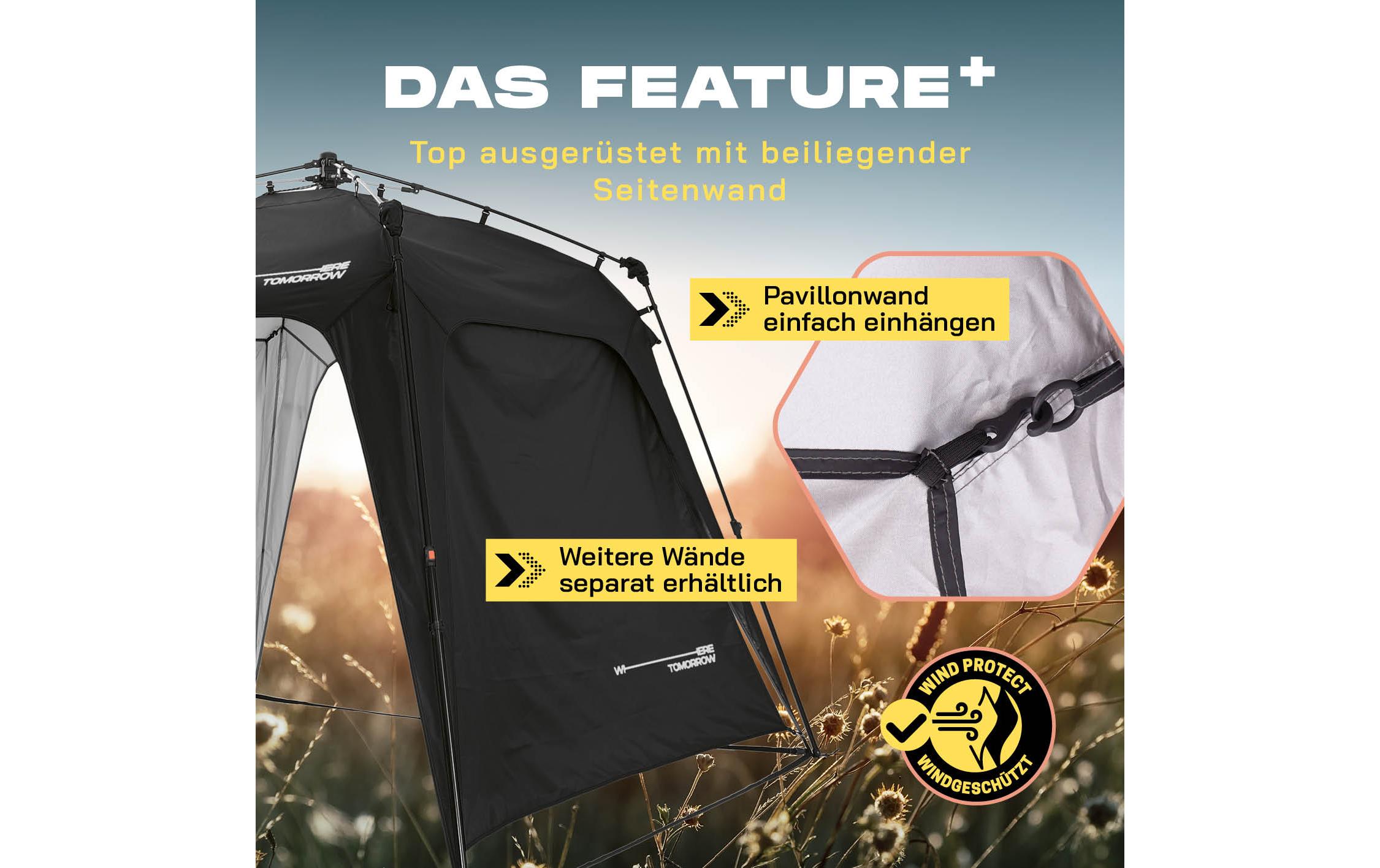 Pavillon Pop Up - Schwarz<br>Outdoor-Pavillon mit Seitenschutz