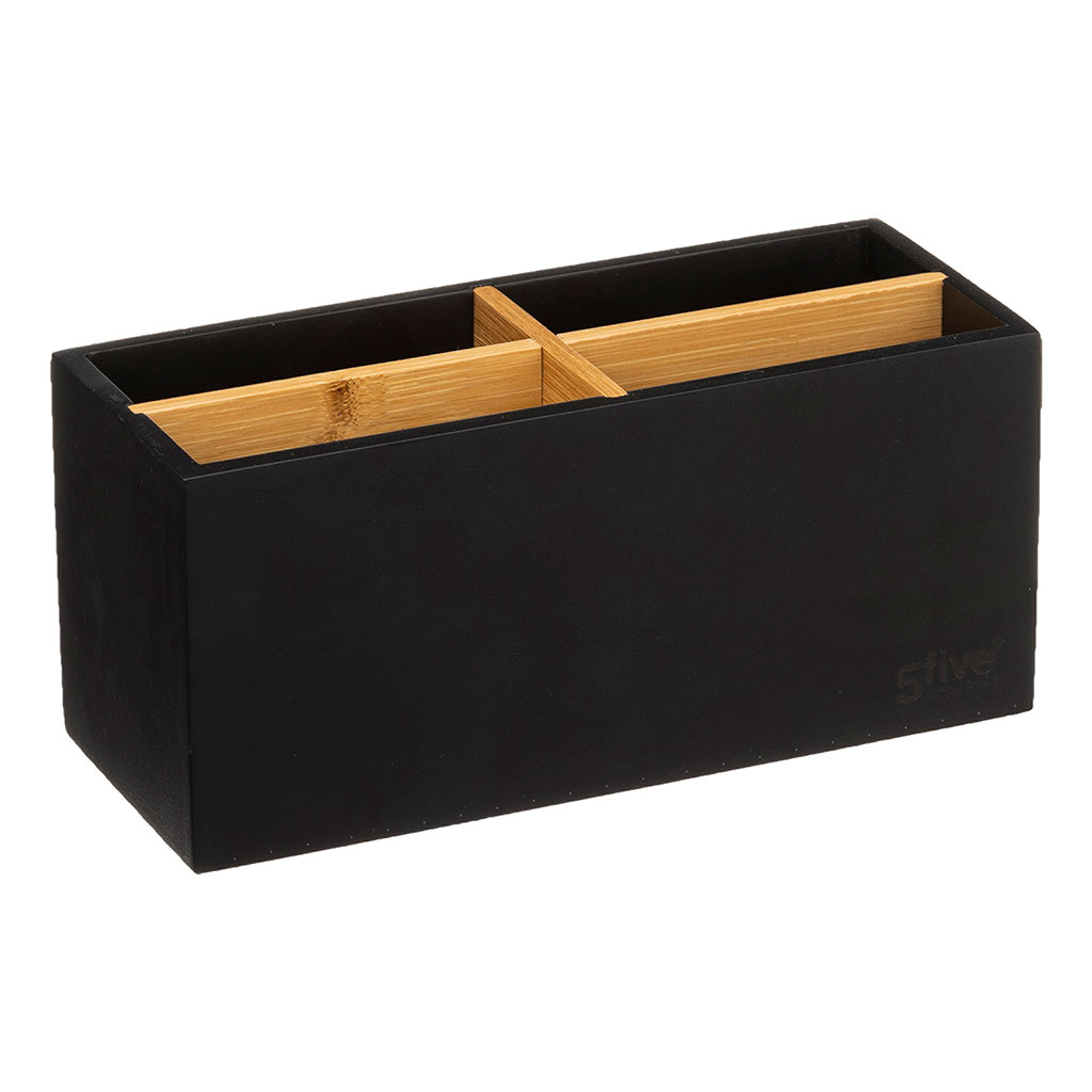 Organisateur maquillage bambou 4 casiers noir 21x9x8cm