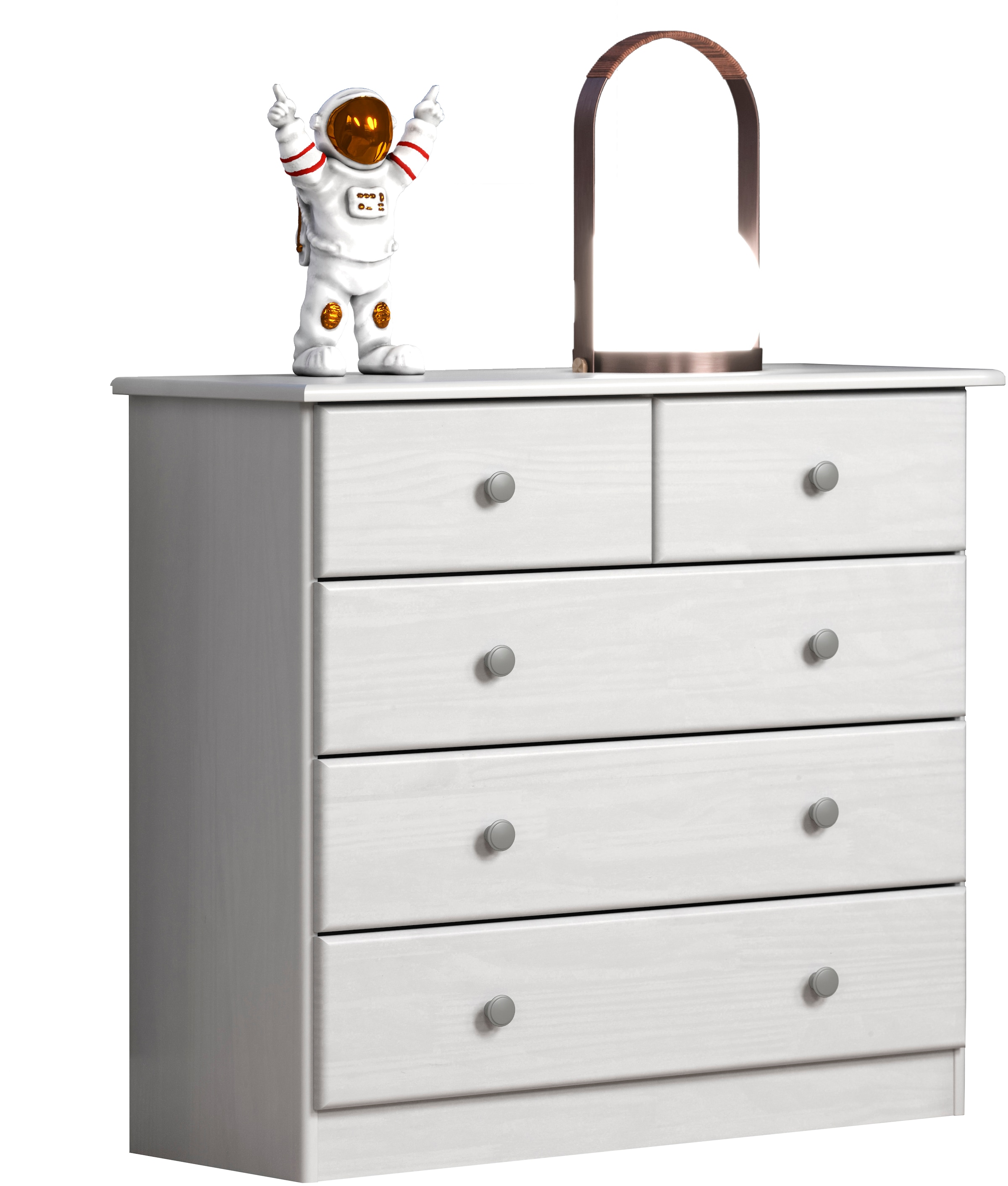 Home affaire Schubkastenkommode »Delsbo Kommode Wäscheschrank Beistellschrank Schrank Bestseller« Landhaus Design aus Kiefernholz, 1 Stk. tlg. Massivholz Sideboard mit 5 Schubladen - Metall-Knopfgriffe