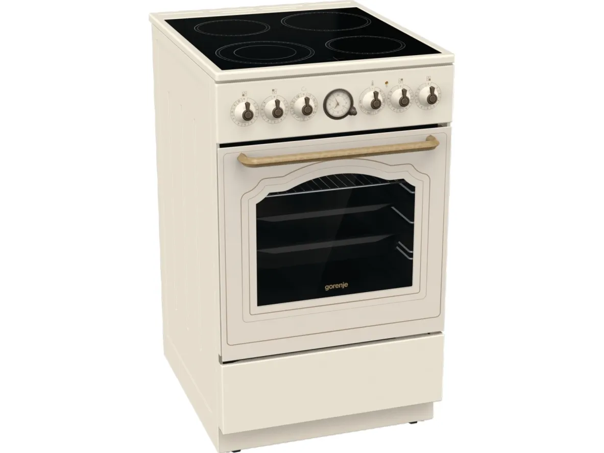 Gorenje Classico GECS5B70CLI - Komfur - med dampfunktion - fritstående - bredde: 50 cm - dybde: 59.4 cm - højde: 85 cm - med selv-rengøring - elfenben