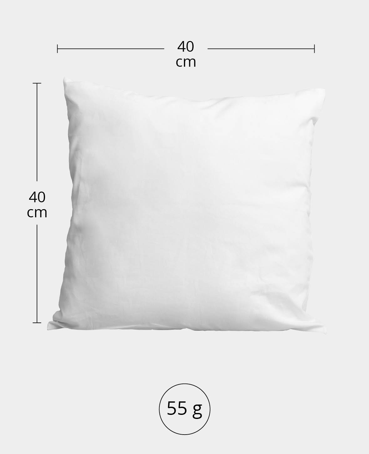 (40x40cm) Kissenhülle aus Baumwolle mit Reissverschluss für DIY - Weiss