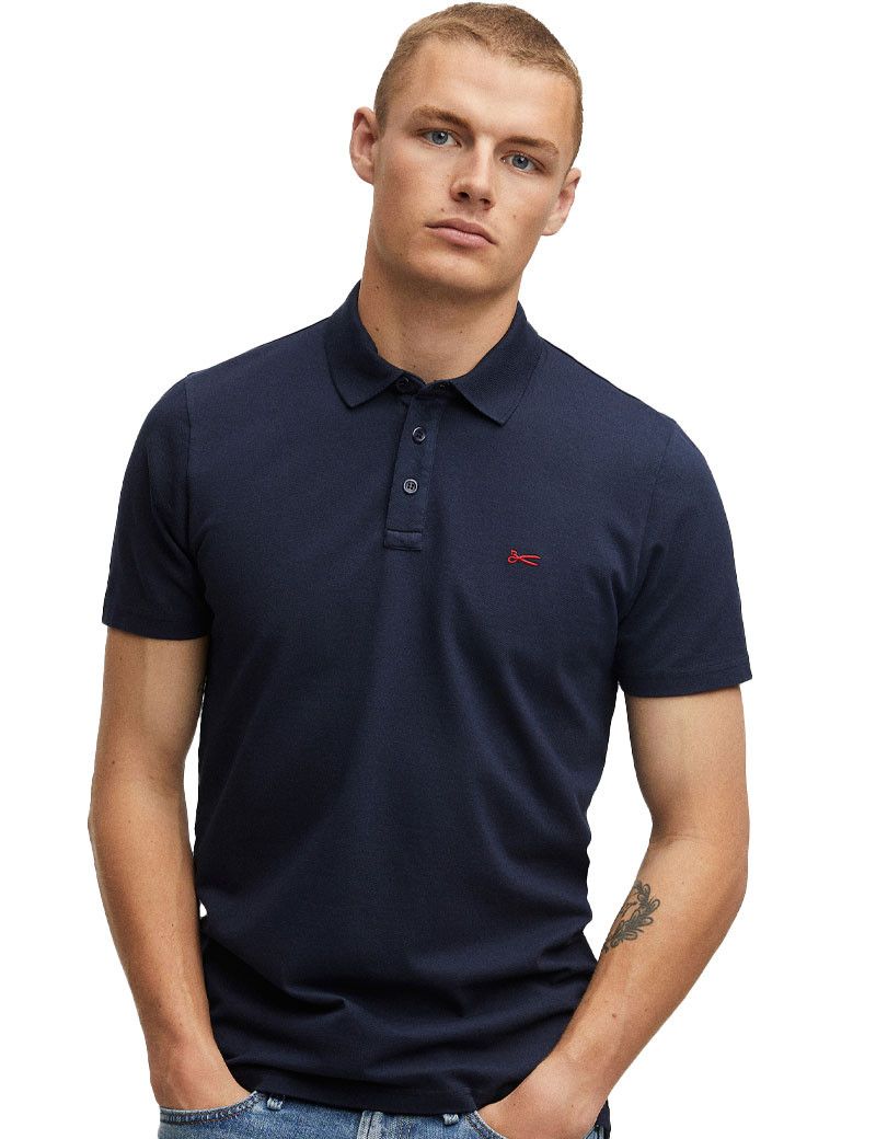 DENHAM POLO COTON LUPO MARINE HOMME