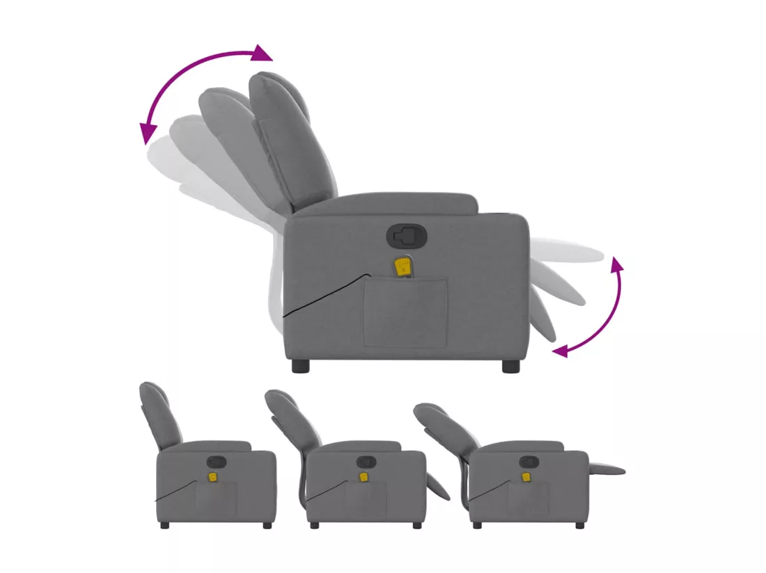 Fauteuil de massage inclinable Gris foncé Tissu