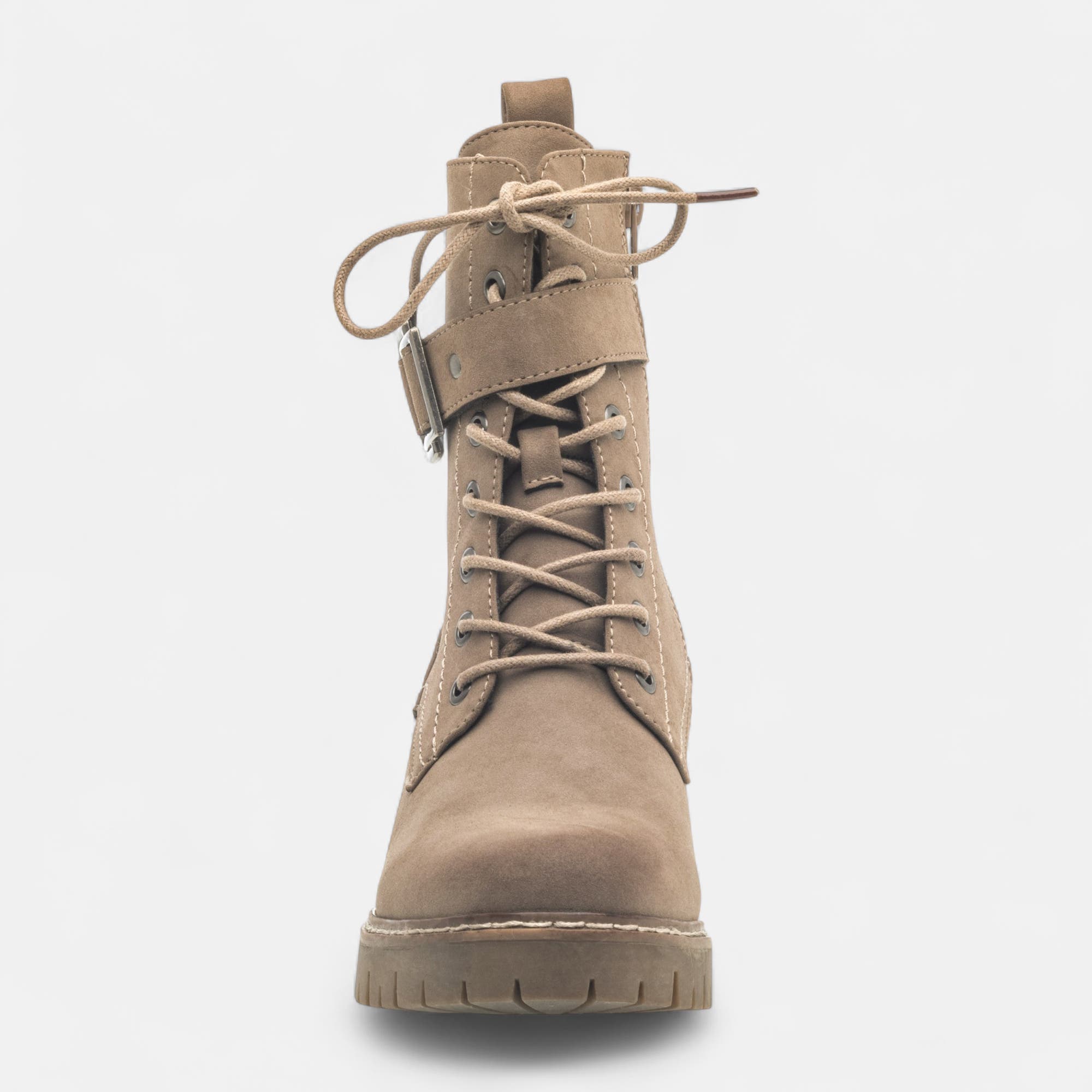 Bottines à lacets à talon Femme taupe