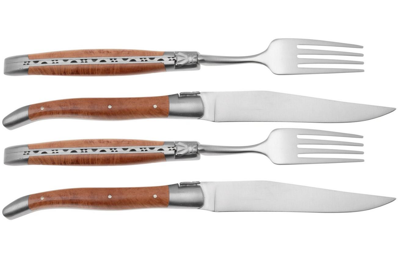 Laguiole en Aubrac CCF99BRIHL, 4-delige bestekset, heidehout