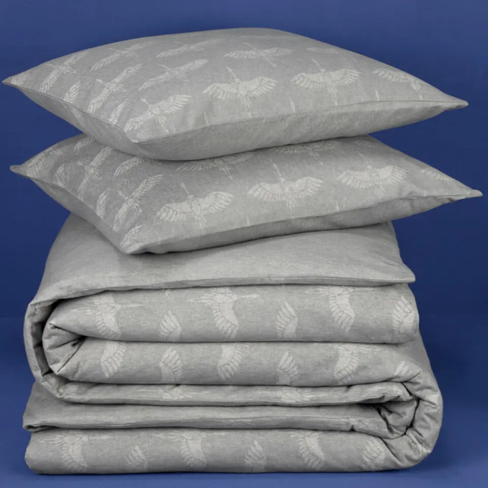 De Witte Lietaer Dekbedovertrek Katoen Flanel Crane - 240 x 220 cm - Grijs