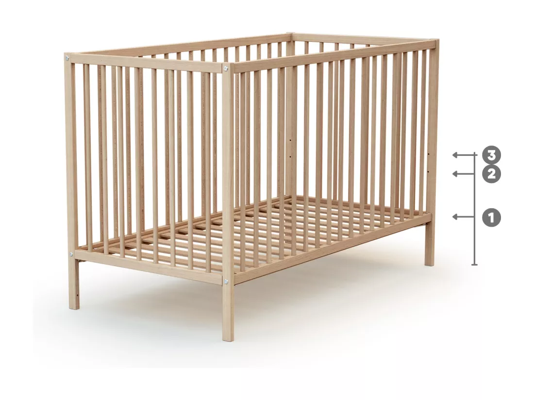 Lit bébé en bois avec matelas Hêtre Brut 60 x 120 cm