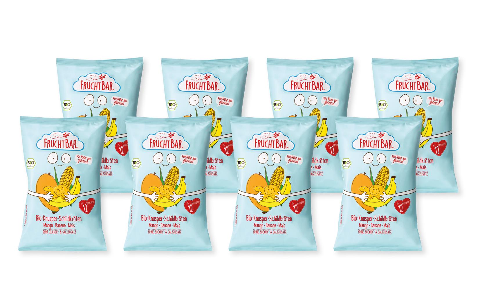 Knabberspass Knusper Schildkröte 8 x 30gGepuffter Snack mit Mango, Banane und Mais