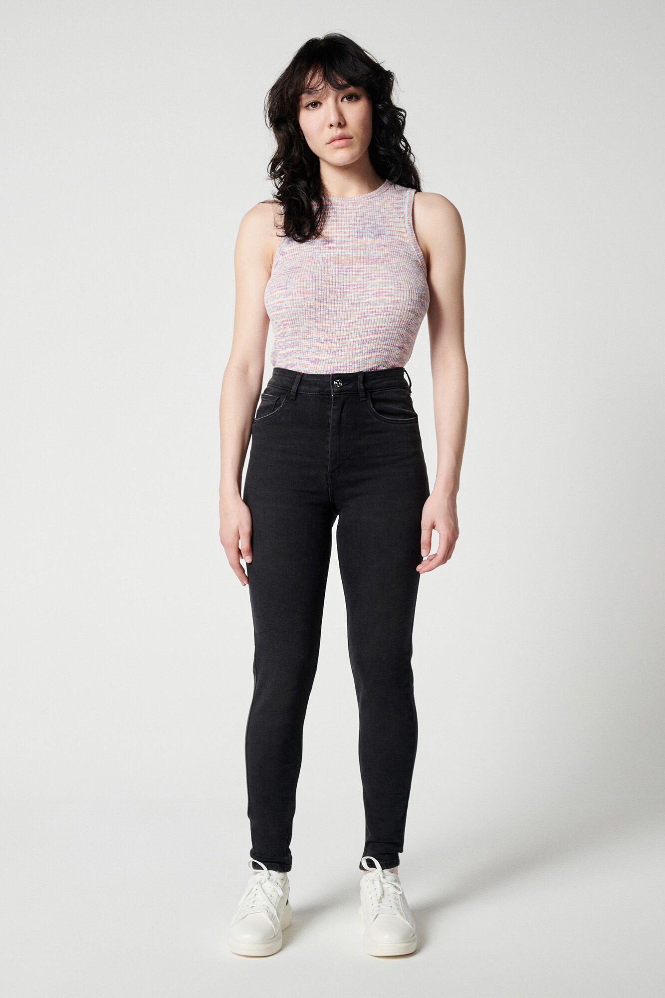 Calça jeans skinny de cintura alta