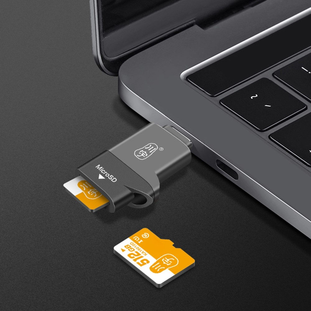 USB C / USB 3.1 Kartenlesegerät Card Reader für Micro SD / SDXC / SDHC Speicherkarten - Silber / Schwarz