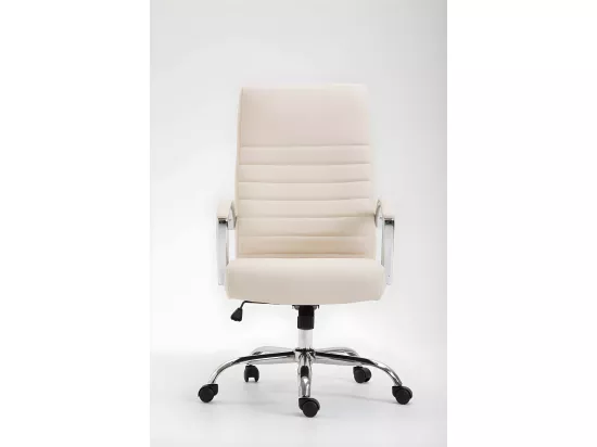 Chaise de bureau - Similicuir & Métal chromé - Crème - Valais