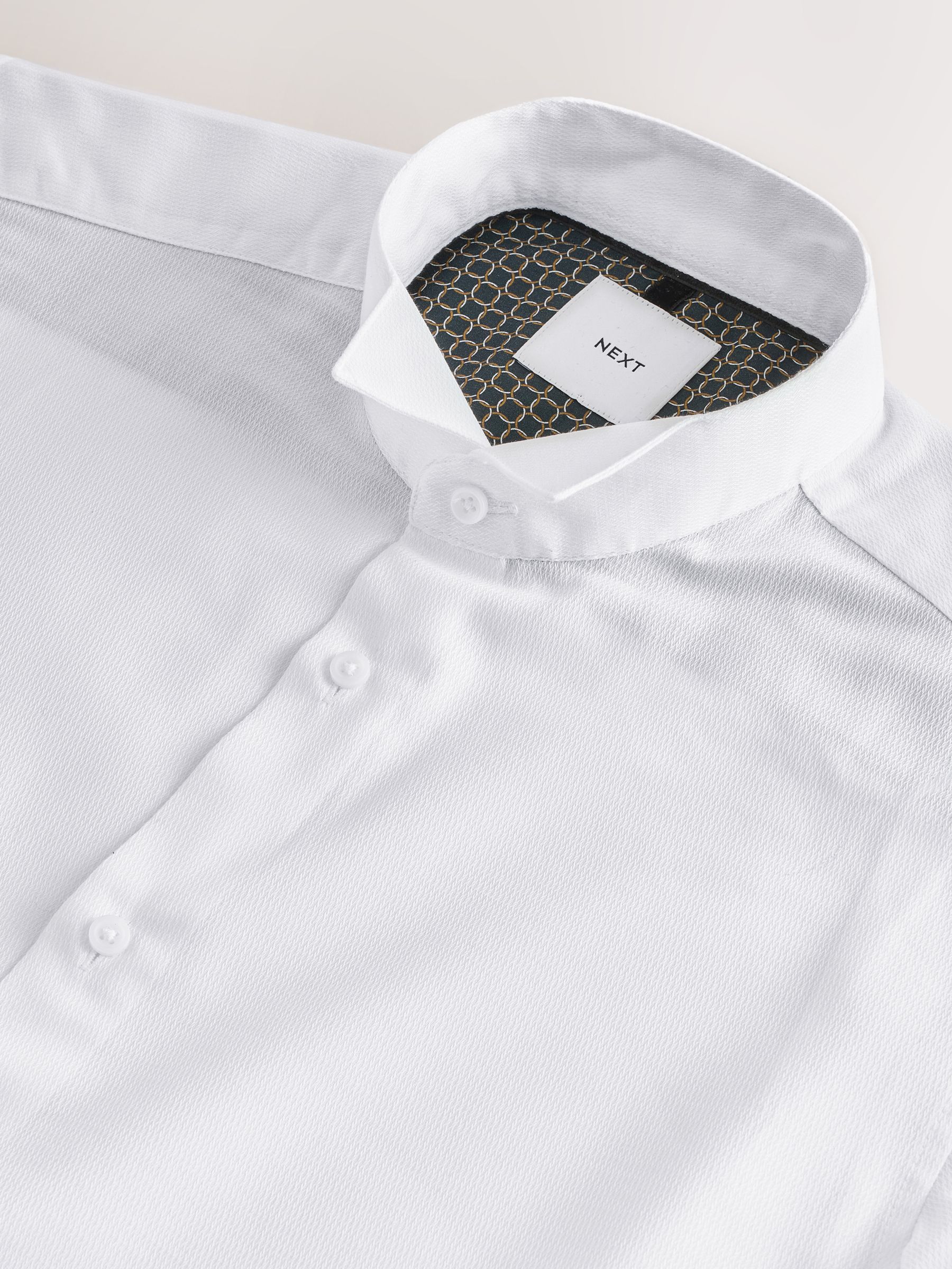 Wit - Normale Pasvorm - Textured Wing Collar Dress Shirt