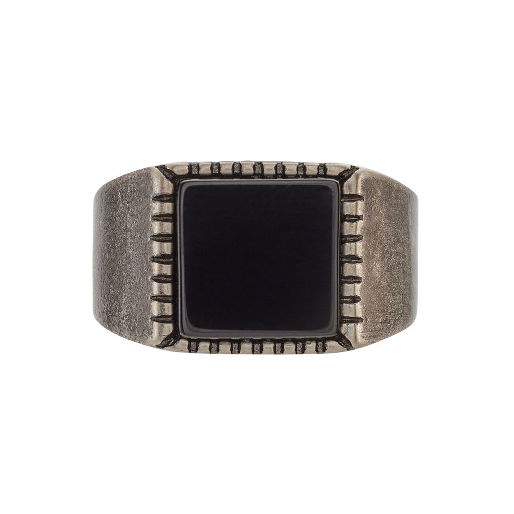 Bague Chevalière Acier Vieillit Haris Agate