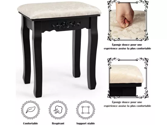 Coiffeuse,Table de Maquillage avec Miroir Oval et 10 Ampoules LED à Intensité Variable 4 Tiroirs de Rangement Noir