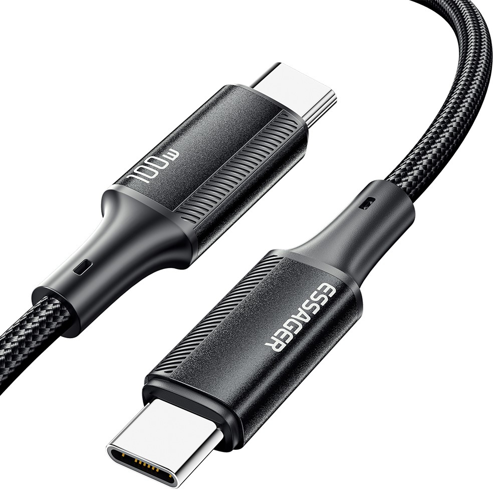 (2m) 100W USB C auf USB C Ladekabel Nylon Datenkabel Power Delivery - Schwarz