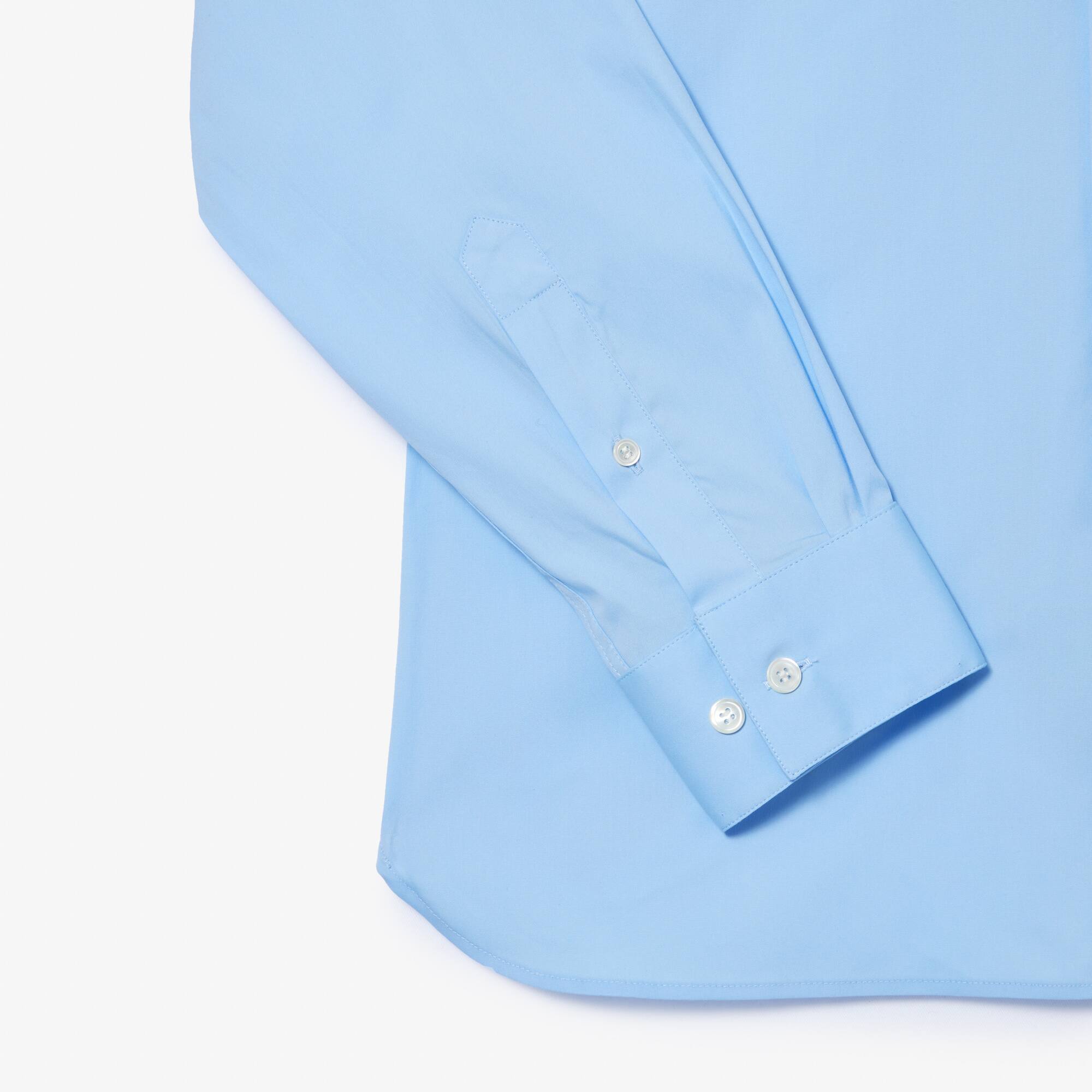 Chemise homme Lacoste slim fit col français en popeline de coton Manches Longues - Bleu - Lacoste - Homme
