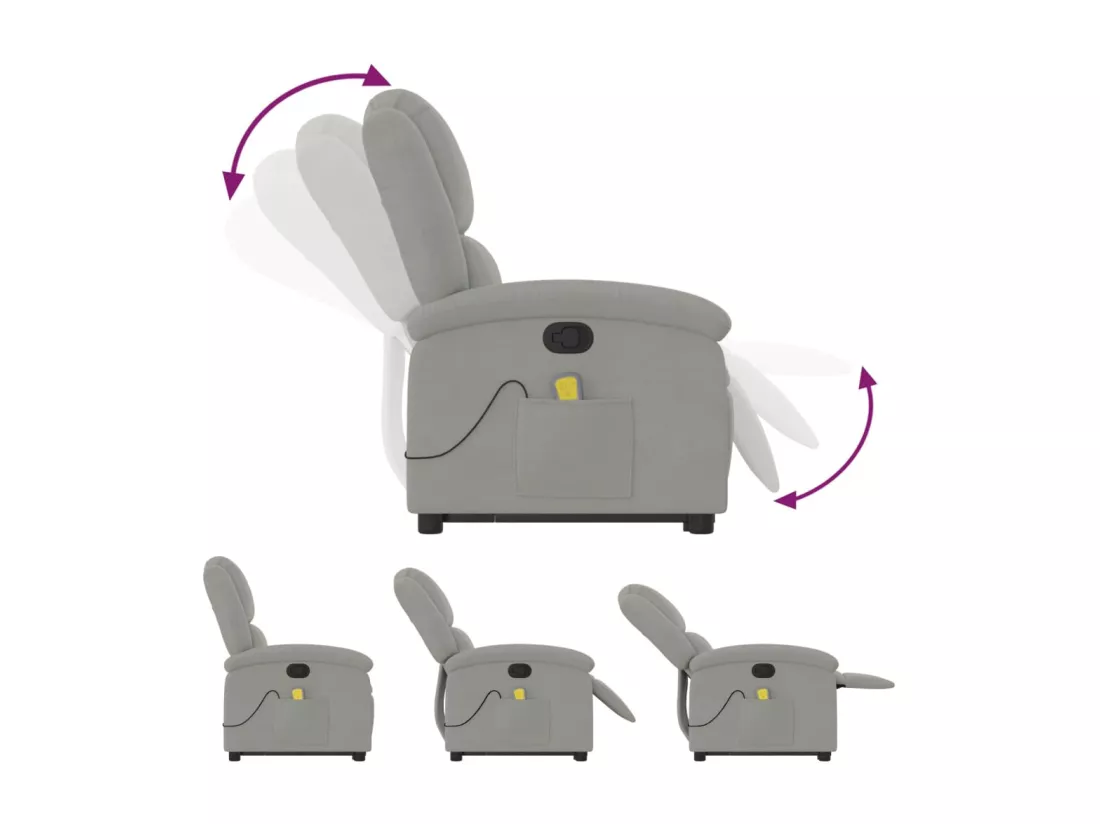 Fauteuil massant inclinable Gris clair Velours