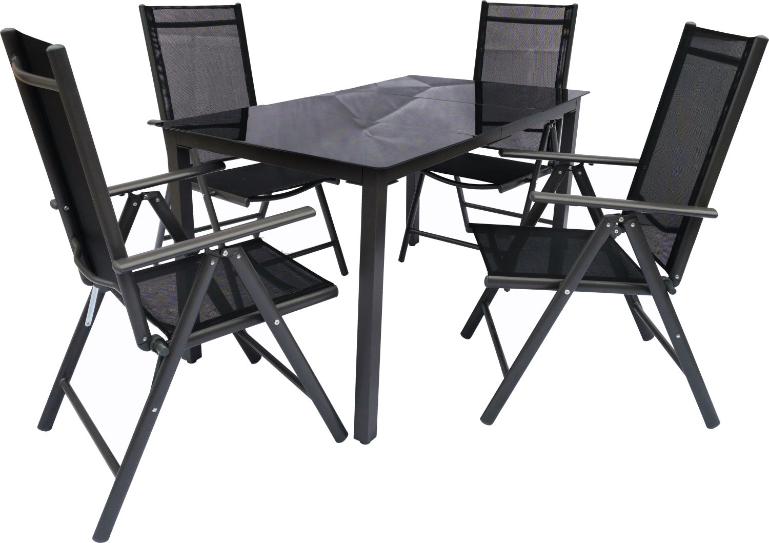 5-delige aluminium tuinset, zitgroep 140SW, zwart