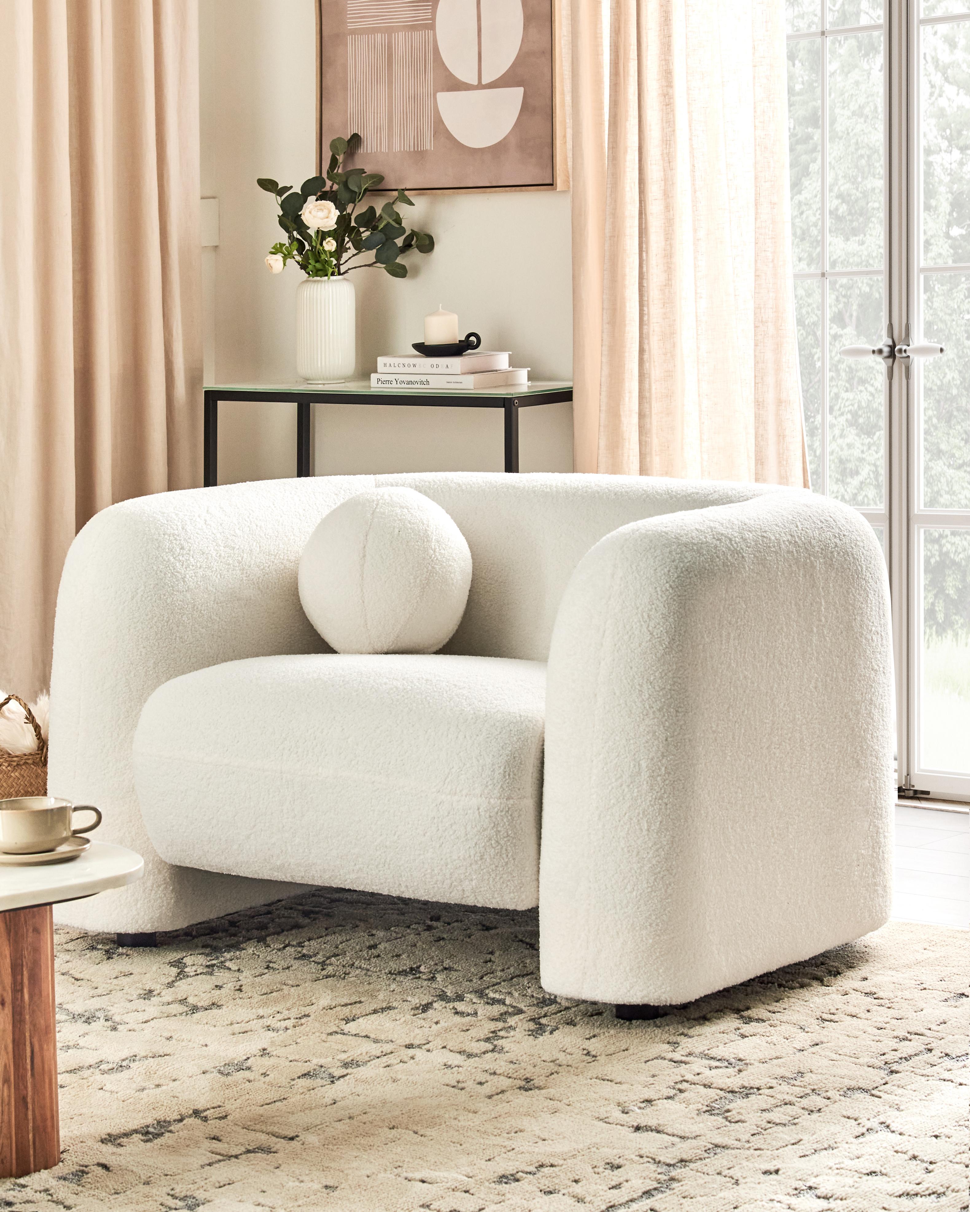 Fauteuil LEIREN Bouclé Wit
