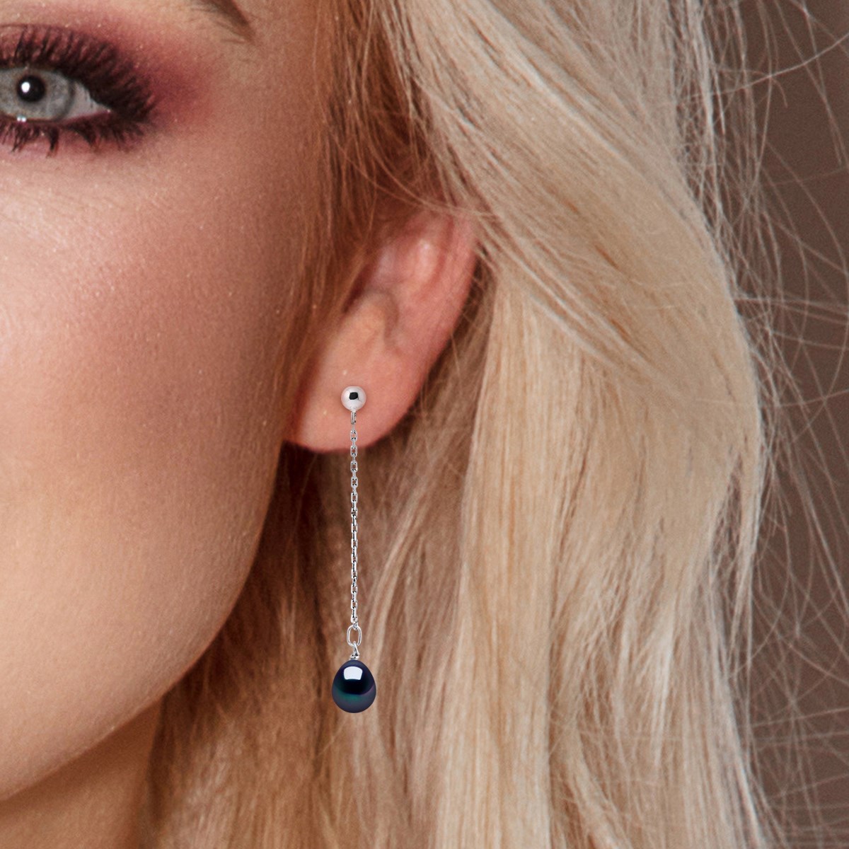 STELLA - Boucles d'Oreilles Perles d'Eau Douce 7-8 mm Blanches Or Blanc