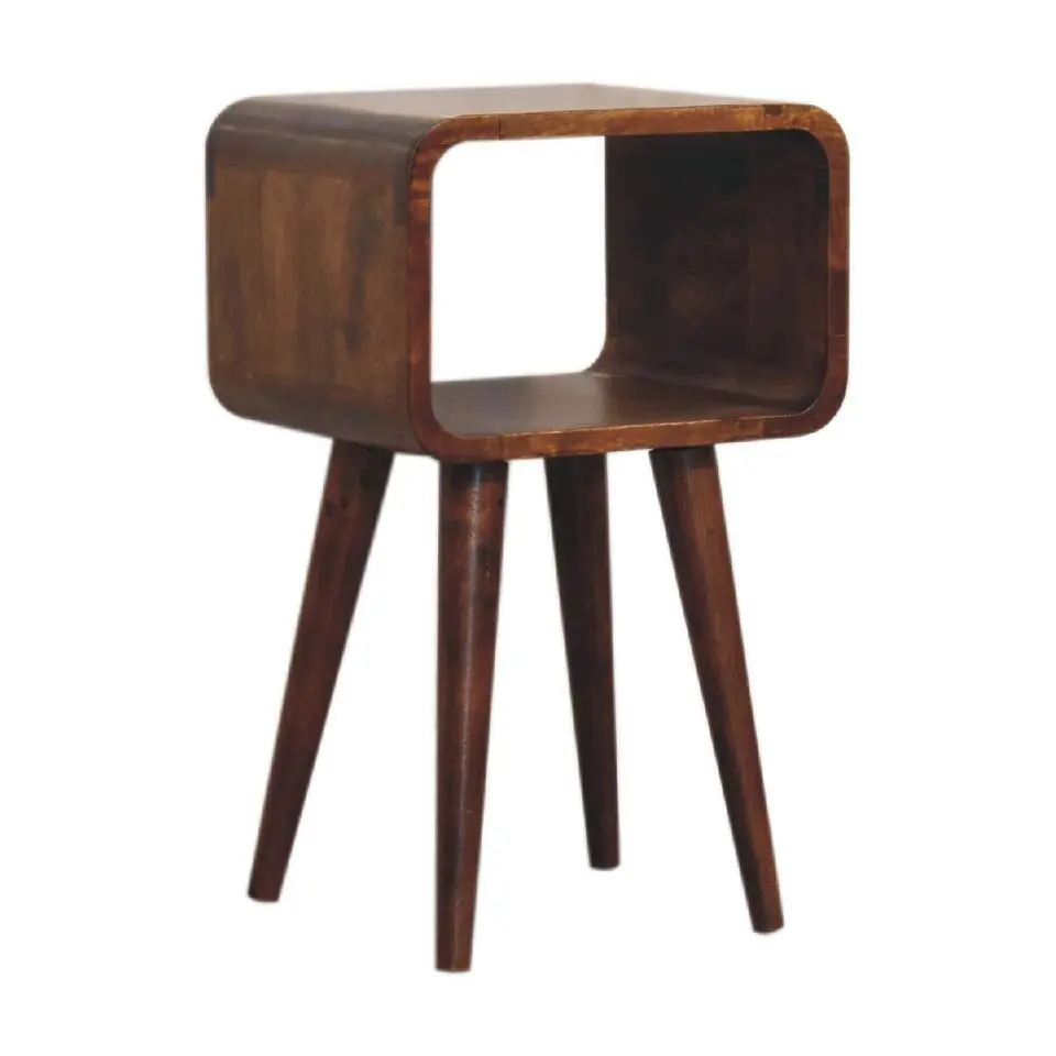 Artisan Furniture Solid hout Kastanje Gebogen Open Nachtkastje