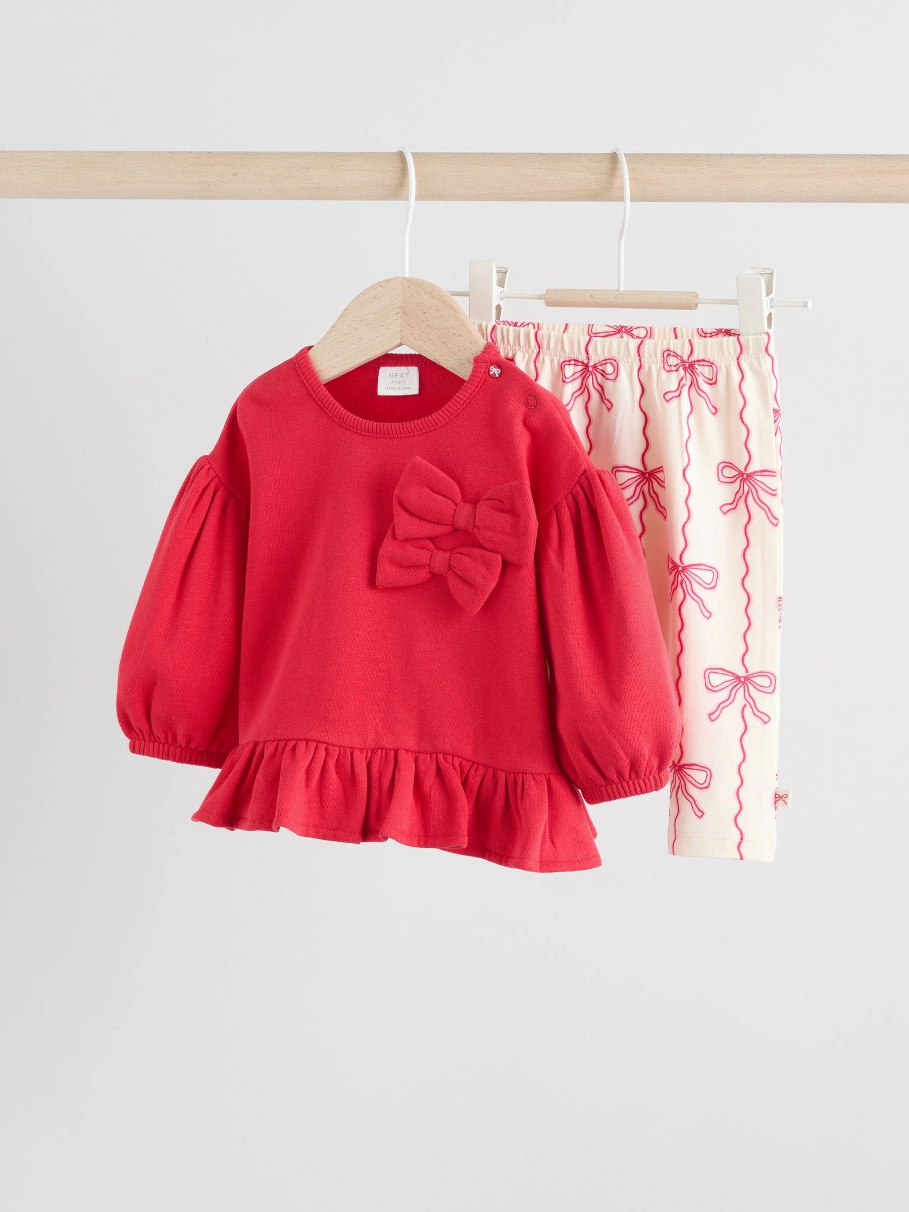 Rood/crèmekleurig - Baby Strik Sweater en Leggings Set 2 Pieces (0mnd-2jr)