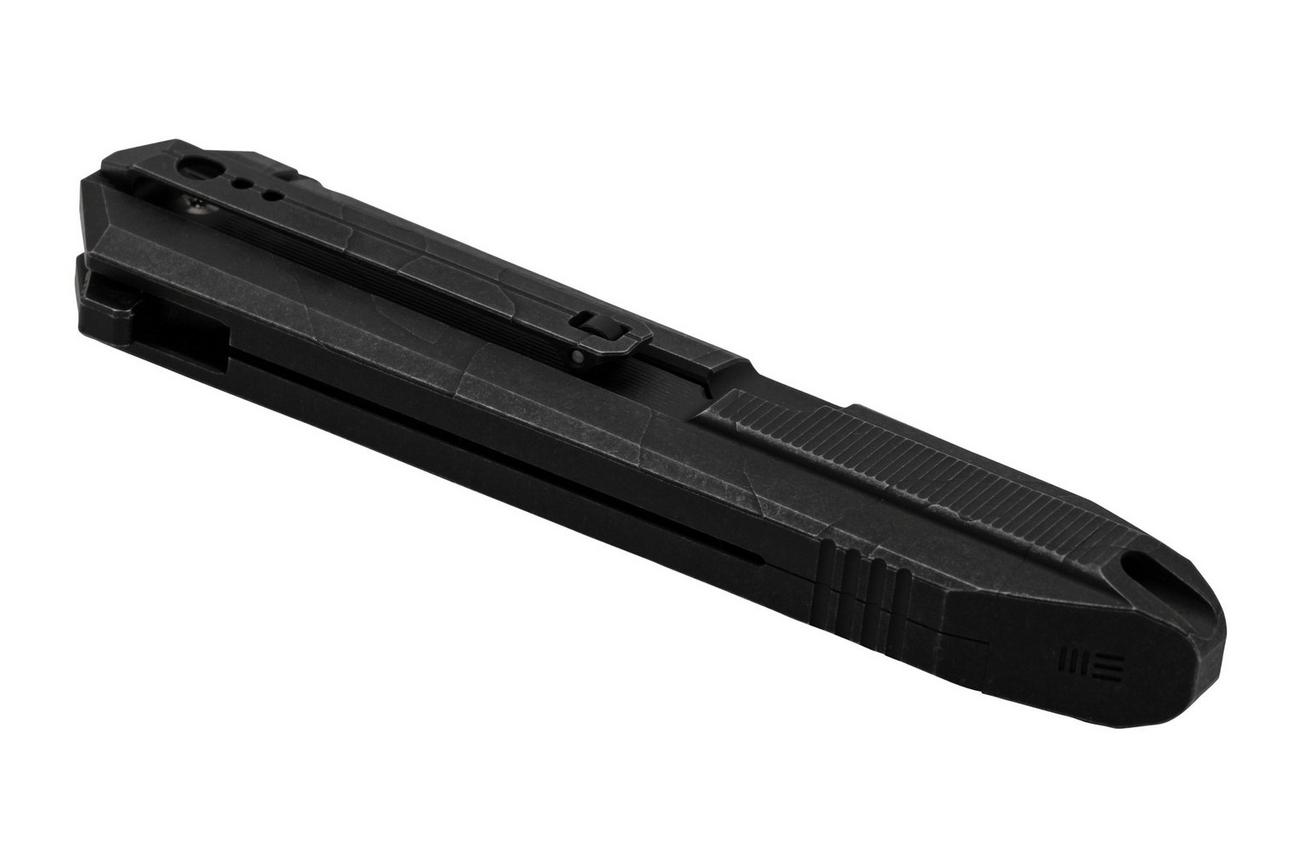 WE Knife Diatomic WE22032-4 Etched Black Titanium, Etched Blackwashed Single Edge zakmes