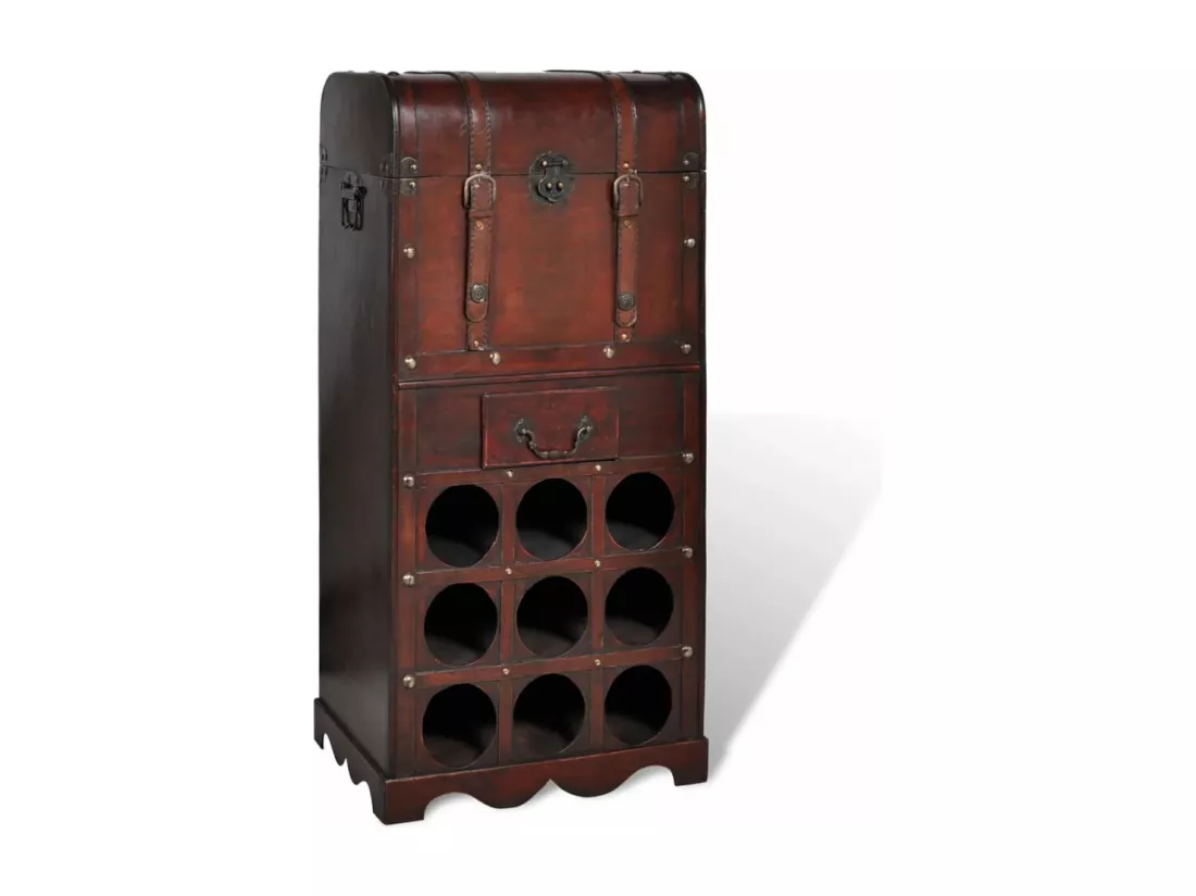 Casier à bouteilles avec rangement pour 9 bouteilles Bois