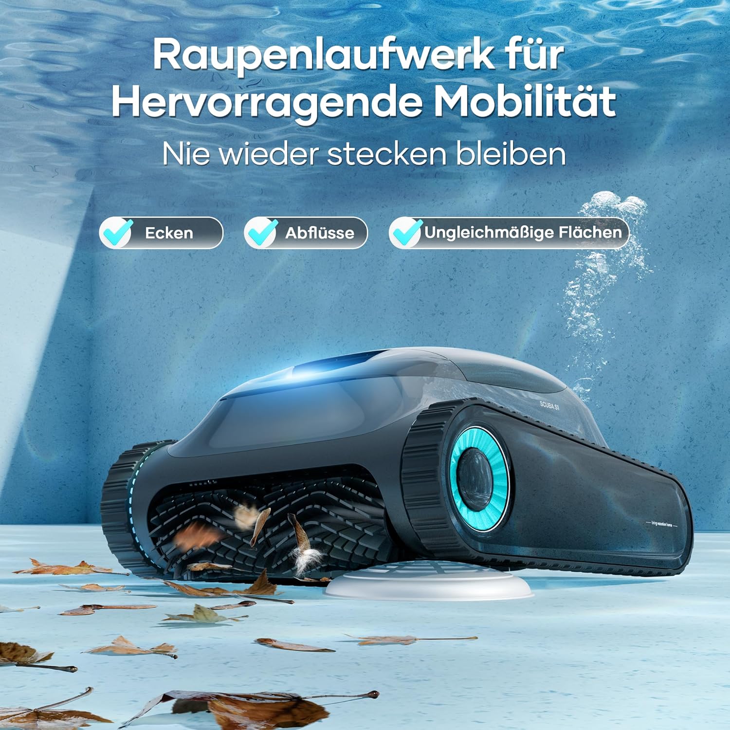 (APP Upgrade) AIPER Scuba S1 Poolroboter Boden und Wand, Wasserlinienreinigung, 3μm Ultrafeiner Filter, 180 Min. Akkulaufzeit, 15900LPH Leistungsstarker Poolsauger mit APP, Für Eingelassene Pools