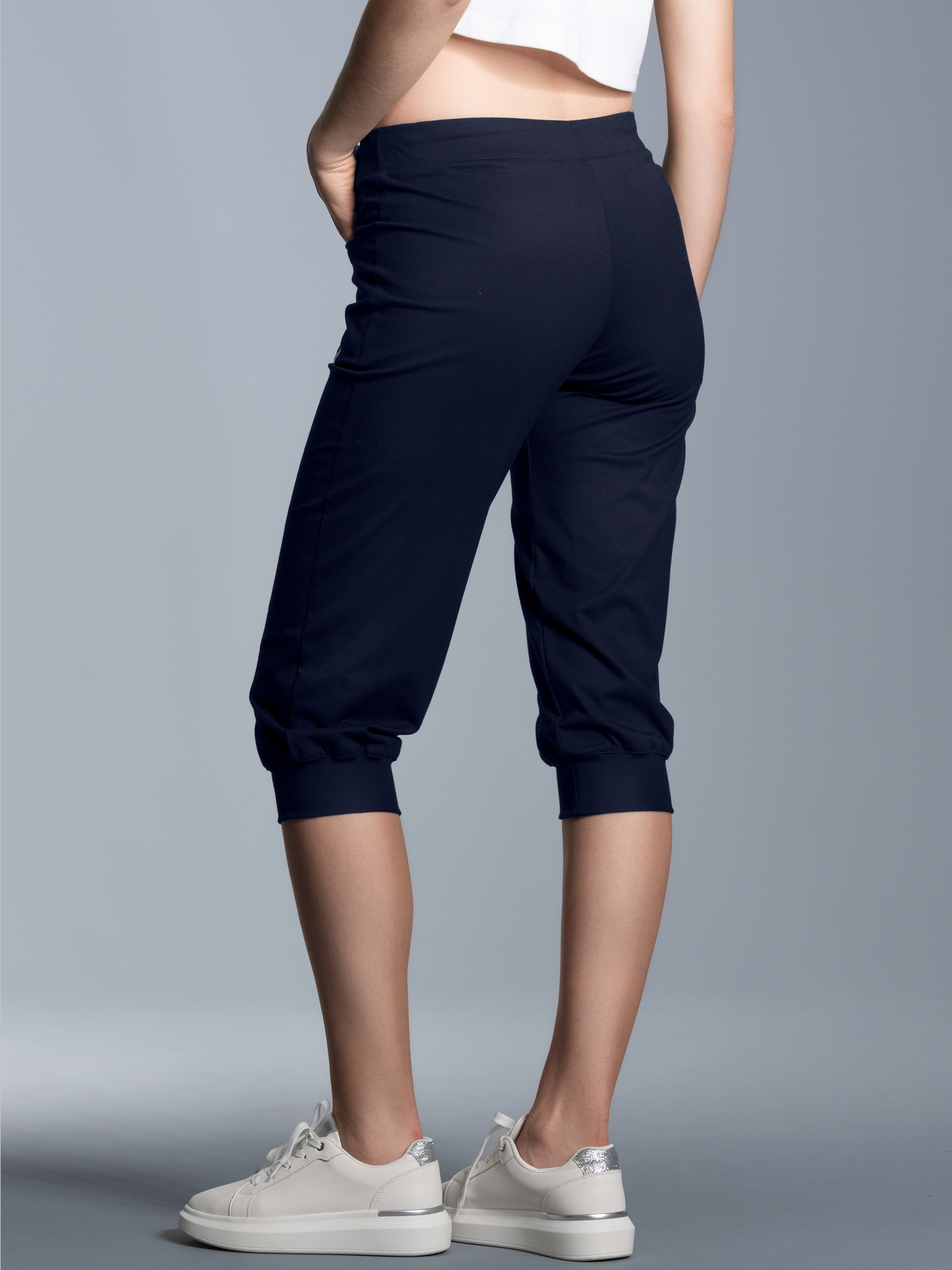 Hüfthose mit Kristallsteinen Navy