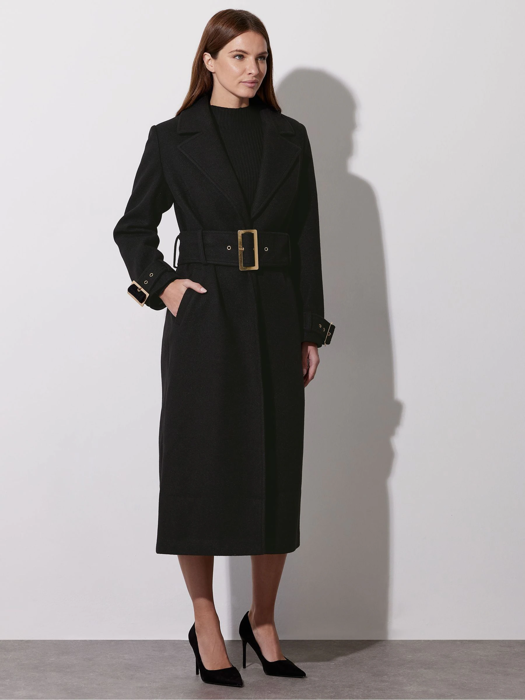 Star by Julien Macdonald lange jas met gespdetail en strik