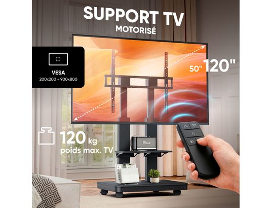 ONKRON - Pied de sol Support tv motorisé, 50-120, noir ts2811e-b