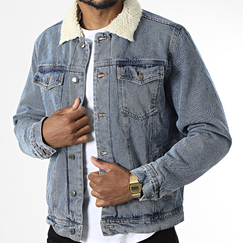 Veste Jean Col Mouton R207 Bleu Denim