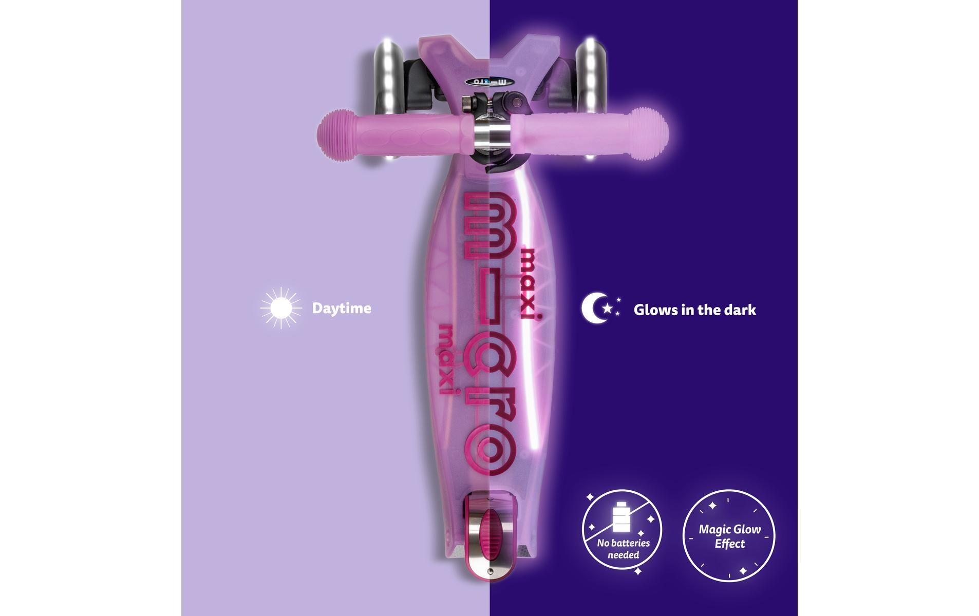 Scooter Maxi Micro Deluxe Glow LED Plus Luminous Purple<br>Scooter für Kinder