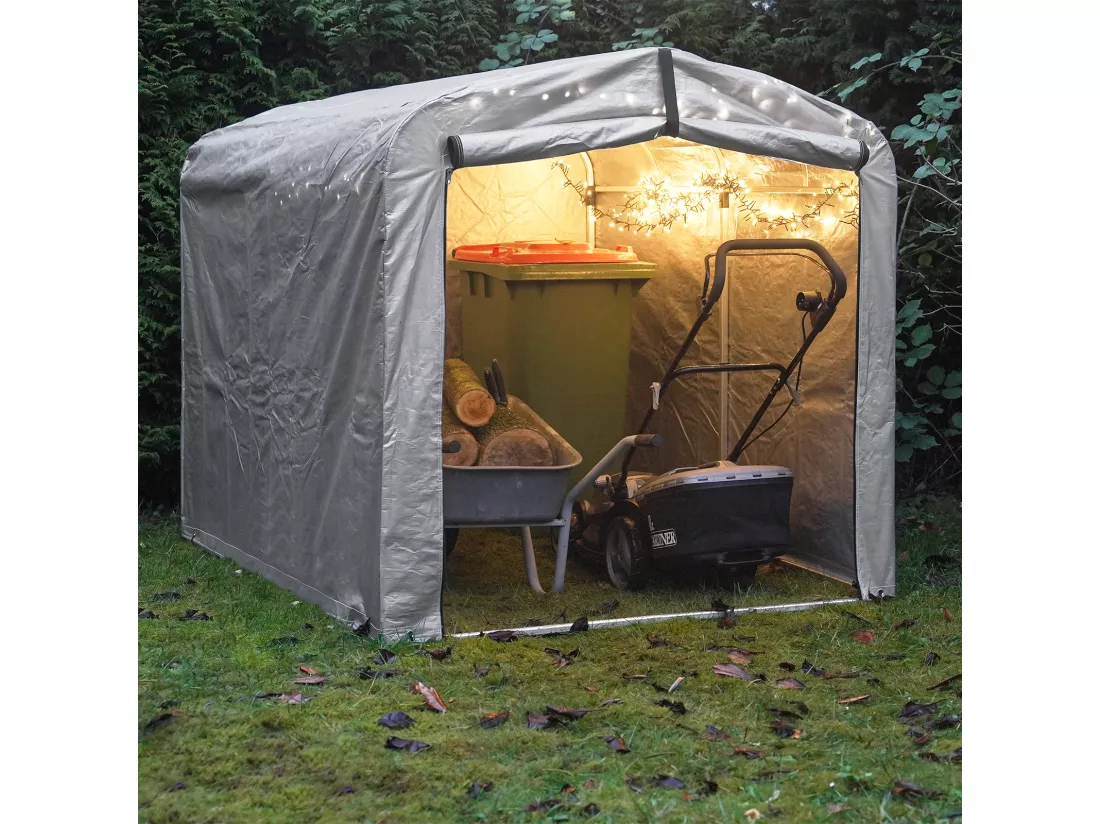 SoBuy Abri de Jardin Tente de Stockage Multifonctionnel Abri de Vélo Garage pour Extérieur en Couleur d’Argent, 120x176x163 cm, KLS11