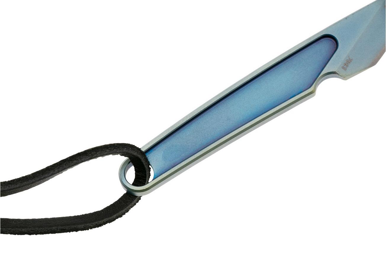 CRKT HangTi Kiridashi 7065 Blue Titanium Nitride Titanium, nekmes, Richard Rogers design