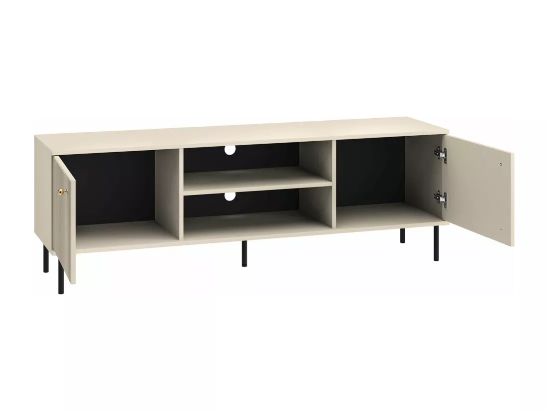 Meuble TV - 2 portes avec lamelles - 160 cm - beige - CALETTO
