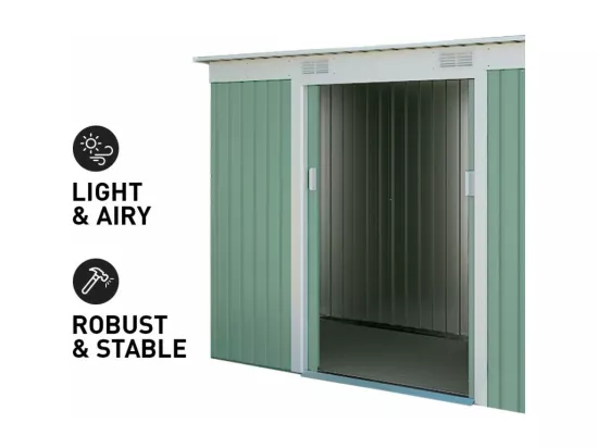 Abri de jardin en tôle galvanisée verte SteelGreenBox