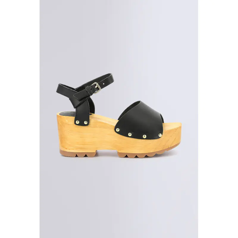 KICK WEDGE WISE NOIR SANDALES Cuir Femme