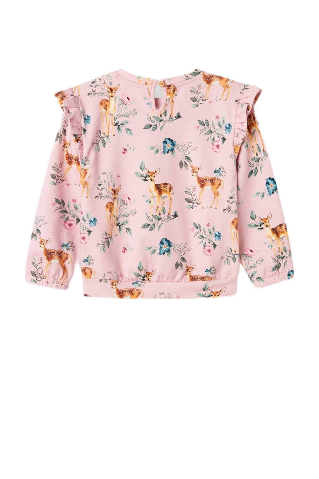 NAME IT sweater NMFOJETTE met all over print en ruches roze