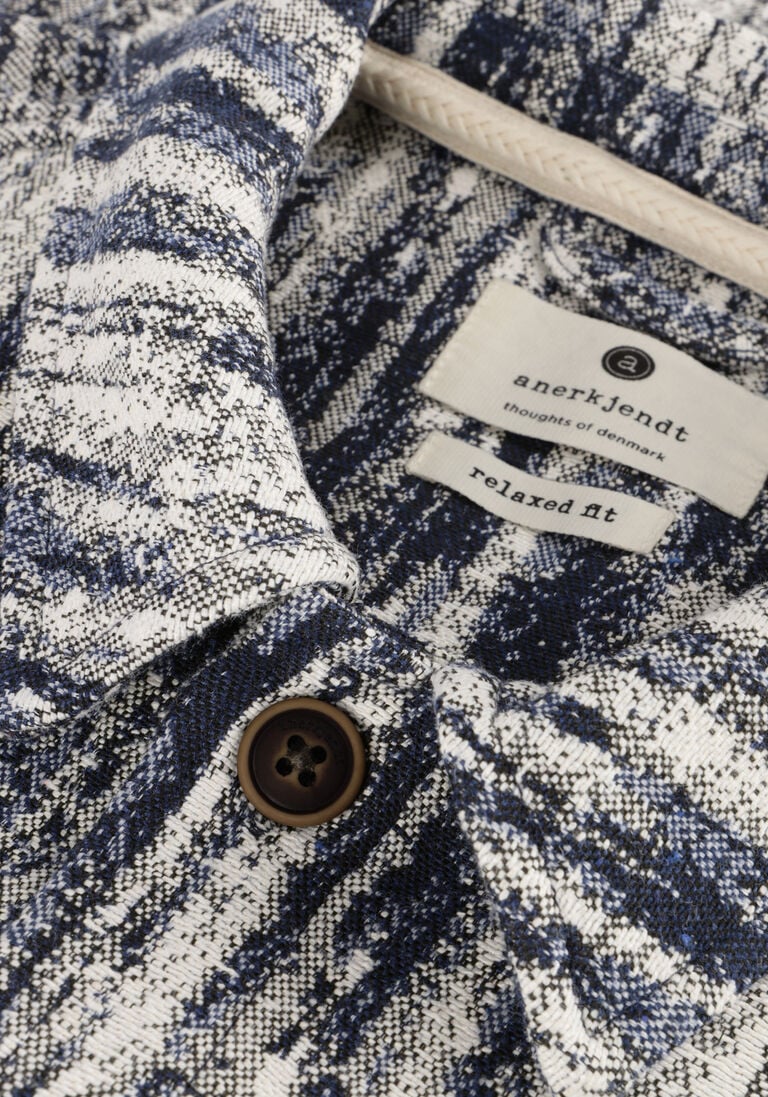ANERKJENDT donkerblauwe anerkjendt overshirt akoscar jacquard overshirt