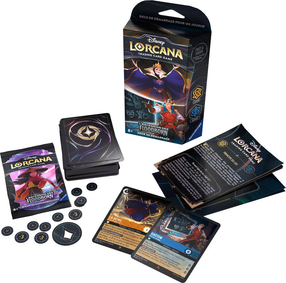 DISNEY LORCANA  - TRADING CARD GAME - L'ASCENSION DES FLOODBORN - DECK DEMARRAGE-  AMBRE-SAPHIR