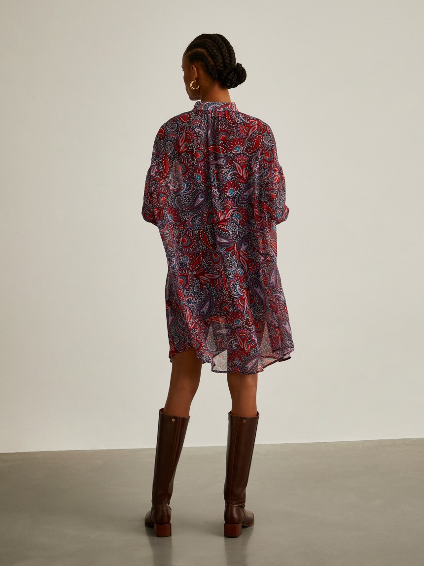 Vestido fluido com padrão cornucópias
