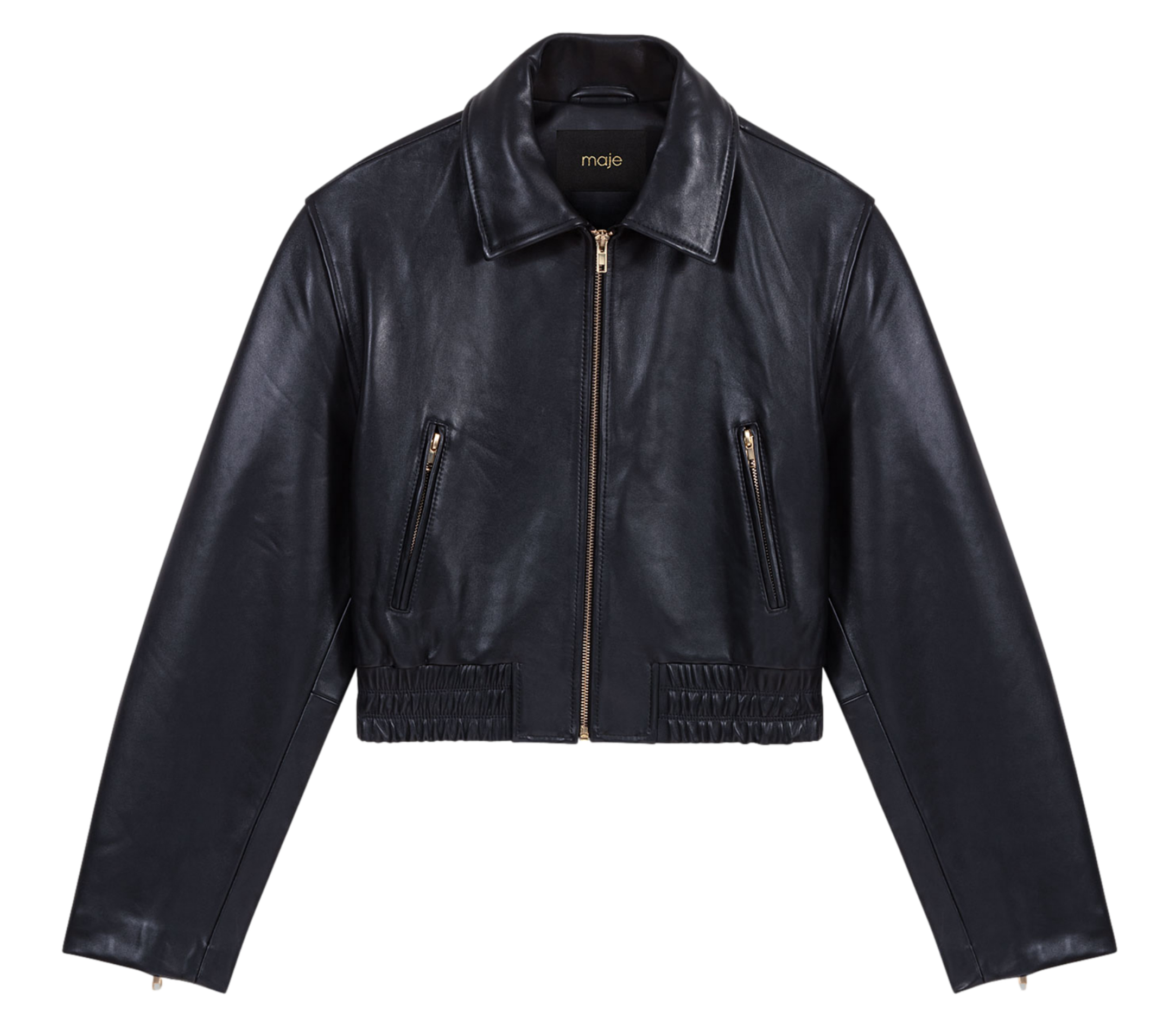 Veste col classique en cuir | Noir